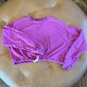 Cropped Drawstring Sweatshirt - S